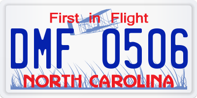 NC license plate DMF0506