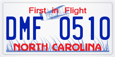 NC license plate DMF0510