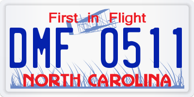 NC license plate DMF0511
