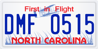 NC license plate DMF0515