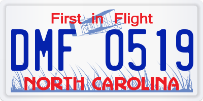NC license plate DMF0519