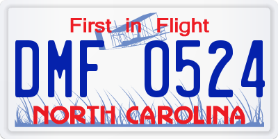 NC license plate DMF0524