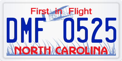 NC license plate DMF0525