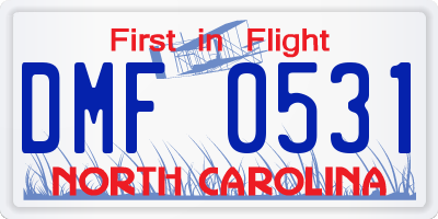 NC license plate DMF0531