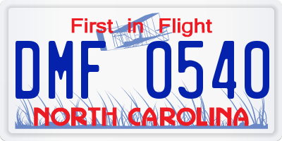 NC license plate DMF0540