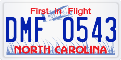 NC license plate DMF0543
