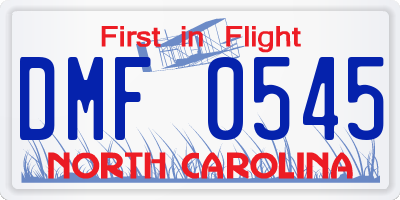 NC license plate DMF0545