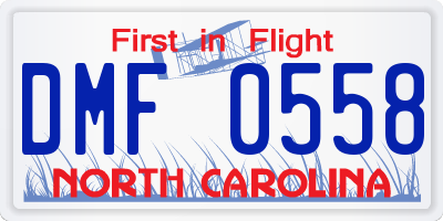 NC license plate DMF0558