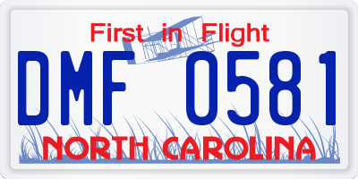 NC license plate DMF0581