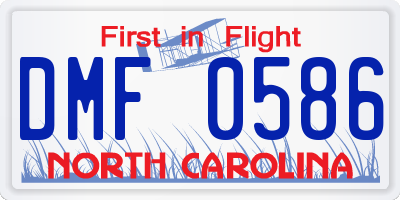 NC license plate DMF0586