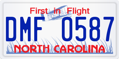 NC license plate DMF0587