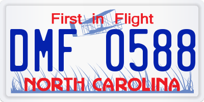 NC license plate DMF0588