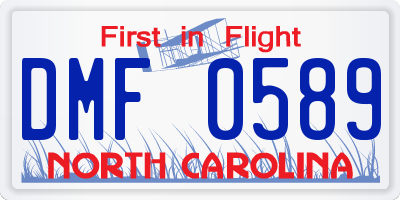 NC license plate DMF0589