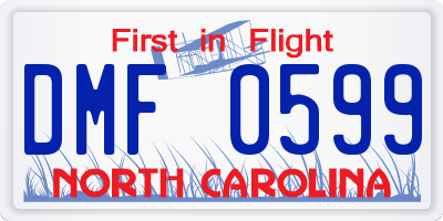 NC license plate DMF0599
