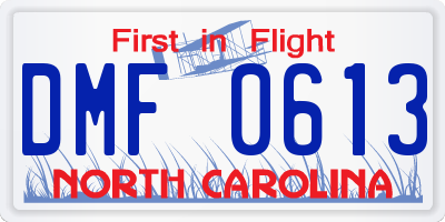 NC license plate DMF0613
