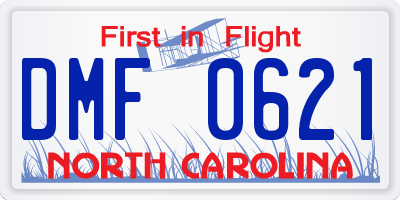 NC license plate DMF0621