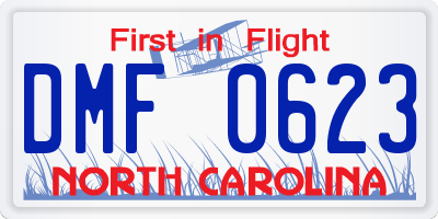 NC license plate DMF0623