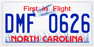 NC license plate DMF0626