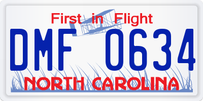NC license plate DMF0634