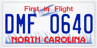 NC license plate DMF0640