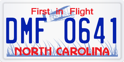 NC license plate DMF0641