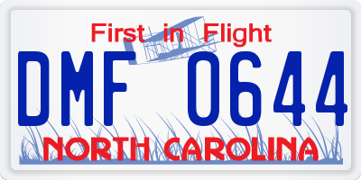NC license plate DMF0644