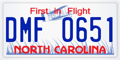 NC license plate DMF0651