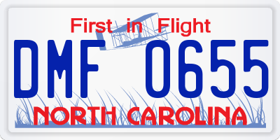 NC license plate DMF0655