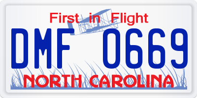 NC license plate DMF0669