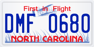 NC license plate DMF0680