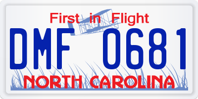 NC license plate DMF0681