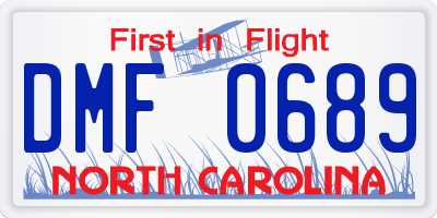 NC license plate DMF0689