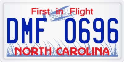 NC license plate DMF0696