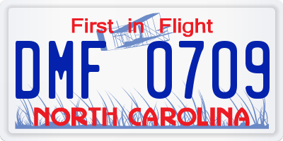 NC license plate DMF0709