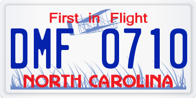 NC license plate DMF0710