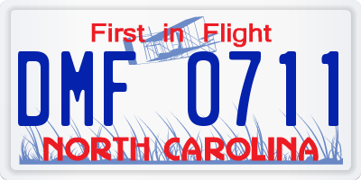 NC license plate DMF0711