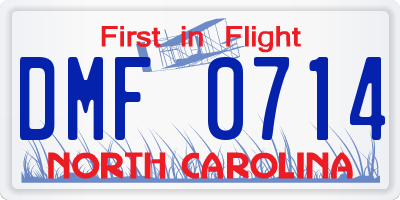 NC license plate DMF0714