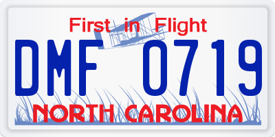 NC license plate DMF0719