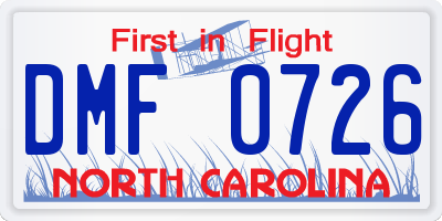 NC license plate DMF0726