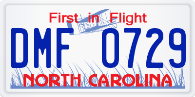 NC license plate DMF0729