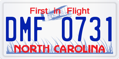 NC license plate DMF0731