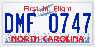 NC license plate DMF0747
