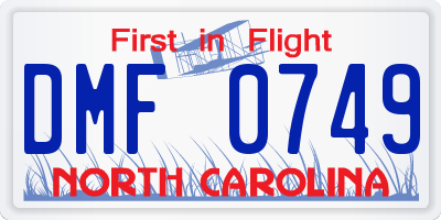 NC license plate DMF0749