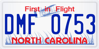 NC license plate DMF0753