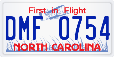 NC license plate DMF0754