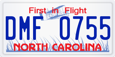 NC license plate DMF0755