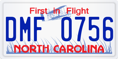 NC license plate DMF0756