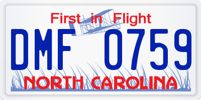 NC license plate DMF0759