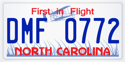 NC license plate DMF0772