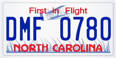 NC license plate DMF0780
